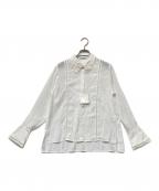 L'AUBE BLANCローブ ブラン）の古着「Orchid Embroidered Collar Shirt(オーキッド エンブロイダード カラー シャツ)」｜ホワイト