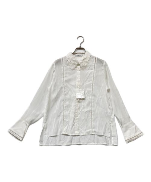 L'AUBE BLANC（ローブ ブラン）L'AUBE BLANC (ローブ ブラン) Orchid Embroidered Collar Shirt(オーキッド エンブロイダード カラー シャツ) ホワイト サイズ:FREEの古着・服飾アイテム