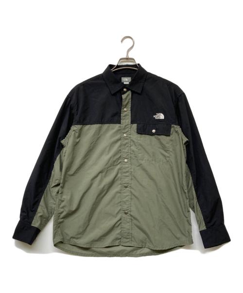 THE NORTH FACE（ザ ノース フェイス）THE NORTH FACE (ザ ノース フェイス) L/S Nuptse Shirt(ロングスリーブ ヌプシ シャツ) グリーン サイズ:sizeⅯの古着・服飾アイテム
