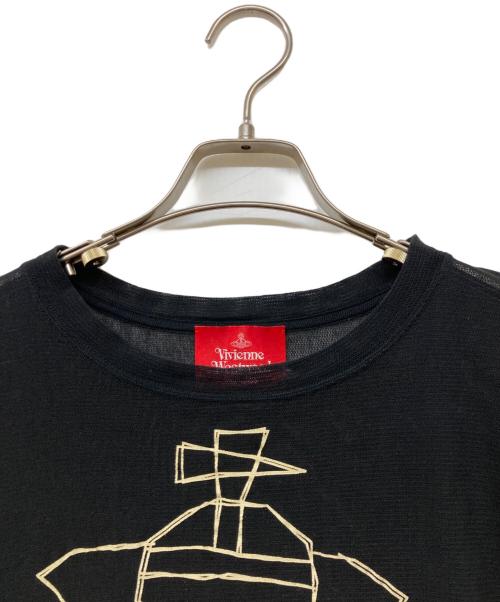 Vivienne Westwood RED LABEL（ヴィヴィアンウエストウッドレッドレーベル）Vivienne Westwood RED LABEL (ヴィヴィアンウエストウッドレッドレーベル) オーブプリントメッシュカットソー ブラック サイズ:00の古着・服飾アイテム