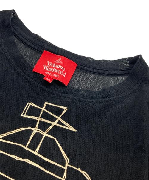 Vivienne Westwood RED LABEL（ヴィヴィアンウエストウッドレッドレーベル）Vivienne Westwood RED LABEL (ヴィヴィアンウエストウッドレッドレーベル) オーブプリントメッシュカットソー ブラック サイズ:00の古着・服飾アイテム