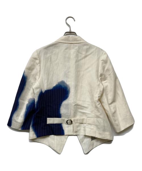 Y's（ワイズ）Y's 23SS LINEN/COTTON SWALLOWTAIL JACKET WITH PARTIAL PINSTRIPE PATTERN/リネン／コットン スワロウテイル ジャケット ウィズ パーシャル ピンストライプ パターンの古着・服飾アイテム
