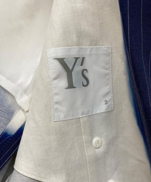 Y's（ワイズ）Y's 23SS LINEN/COTTON SWALLOWTAIL JACKET WITH PARTIAL PINSTRIPE PATTERN/リネン／コットン スワロウテイル ジャケット ウィズ パーシャル ピンストライプ パターンの古着・服飾アイテム