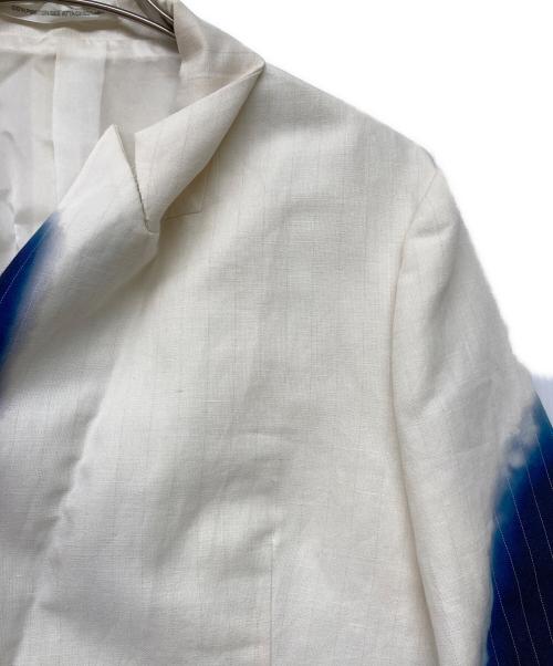 Y's（ワイズ）Y's 23SS LINEN/COTTON SWALLOWTAIL JACKET WITH PARTIAL PINSTRIPE PATTERN/リネン／コットン スワロウテイル ジャケット ウィズ パーシャル ピンストライプ パターンの古着・服飾アイテム