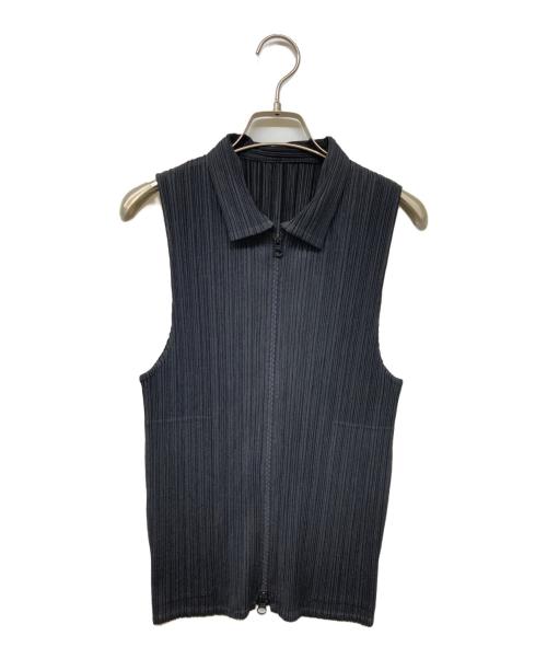 PLEATS PLEASE（プリーツプリーズ）PLEATS PLEASE (プリーツプリーズ) プリーツジップベスト ブラック サイズ:SIZE Lの古着・服飾アイテム