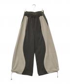 AULA AILAアウラアイラ）の古着「25AW WAVE LINE DRAWSTRING PANTS/ウェーブ ライン ドローストリング パンツ」｜ベージュ×グレー×オリーブ