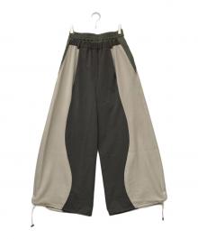 AULA AILA（アウラアイラ）の古着「25AW WAVE LINE DRAWSTRING PANTS/ウェーブ ライン ドローストリング パンツ」｜ベージュ×グレー×オリーブ