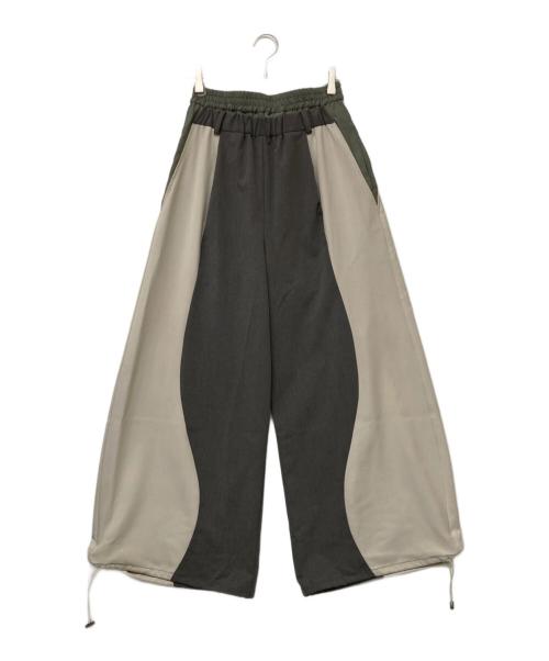 AULA AILA（アウラアイラ）AULA AILA (アウラアイラ) 25AW WAVE LINE DRAWSTRING PANTS/ウェーブ ライン ドローストリング パンツ ベージュ×グレー×オリーブの古着・服飾アイテム