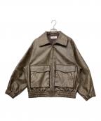 SLYスライ）の古着「SLY FAUX LEATHER ZIP UP BZ(スライ フェイク レザー ジップ アップ ブルゾン)」｜ブラウン