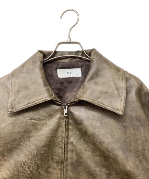 SLY（スライ）SLY (スライ) SLY FAUX LEATHER ZIP UP BZ(スライ フェイク レザー ジップ アップ ブルゾン) ブラウン サイズ:Freeの古着・服飾アイテム
