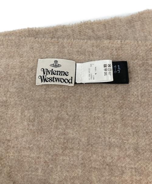 Vivienne Westwood（ヴィヴィアンウエストウッド）Vivienne Westwood (ヴィヴィアンウエストウッド) オーブ刺繍ウールストール ベージュの古着・服飾アイテム
