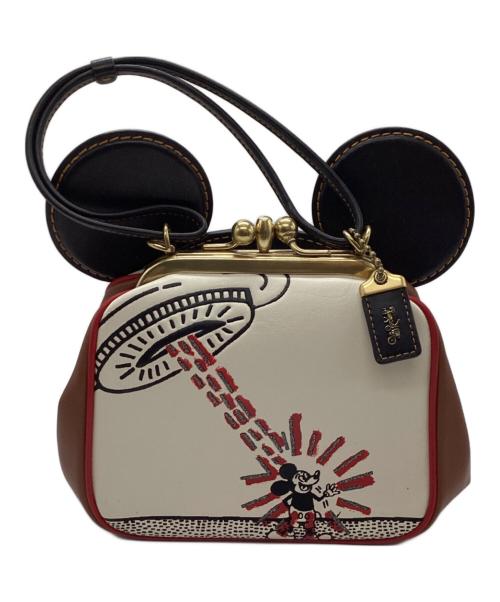 COACH（コーチ）COACH (コーチ) DISNEY (ディズニー) Keith Haring (キースヘリング) キスロックバッグ ホワイト×ブラウンの古着・服飾アイテム