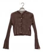 HER LIP TOハーリップトゥ）の古着「Random Ribbed Knit Cardigan　(ランダム リブ ニット カーディガン)」｜ブラウン