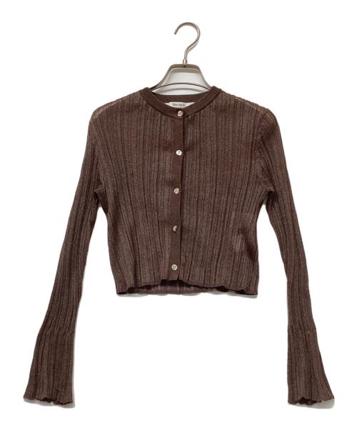 HER LIP TO（ハーリップトゥ）Her lip to (ハーリップトゥ) Random Ribbed Knit Cardigan　(ランダム リブ ニット カーディガン) ブラウン サイズ:sizeMの古着・服飾アイテム