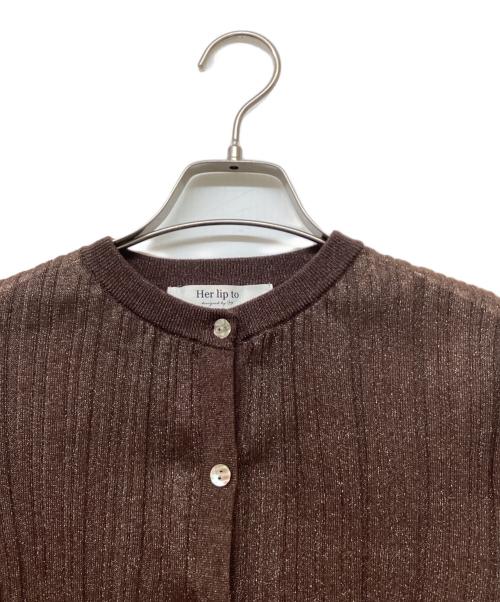HER LIP TO（ハーリップトゥ）Her lip to (ハーリップトゥ) Random Ribbed Knit Cardigan　(ランダム リブ ニット カーディガン) ブラウン サイズ:sizeMの古着・服飾アイテム