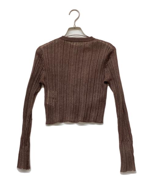 HER LIP TO（ハーリップトゥ）Her lip to (ハーリップトゥ) Random Ribbed Knit Cardigan　(ランダム リブ ニット カーディガン) ブラウン サイズ:sizeMの古着・服飾アイテム