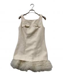 HER LIP TO（ハーリップトゥ）の古着「Roxanne Layered Tulle Mini Dress（ロクサーヌ レイヤード チュール ミニ ドレス）」｜ホワイト