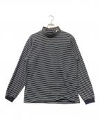 stussyステューシー）の古着「タートルネックボーダーカットソー」｜ホワイト×ブラック