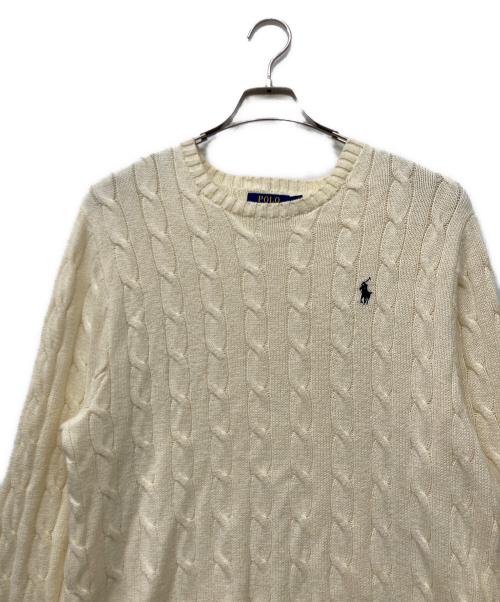POLO RALPH LAUREN（ポロ・ラルフローレン）POLO RALPH LAUREN (ポロ・ラルフローレン) ケーブルニット ホワイト サイズ:SIZELの古着・服飾アイテム