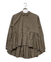 mizuiro-ind（ミズイロインド）の古着「ワイドチェックシャツ」｜ブラウン