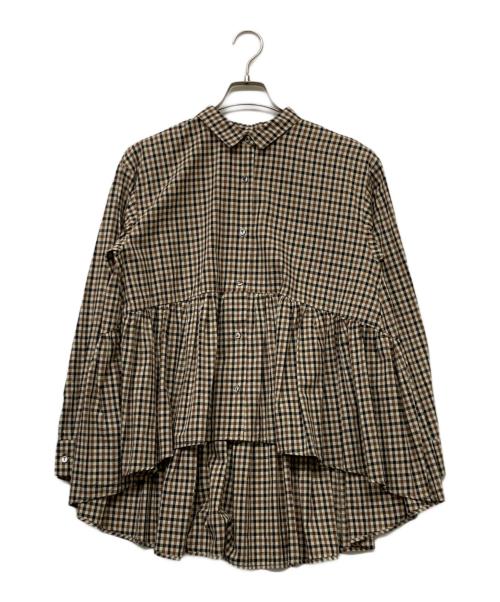mizuiro-ind（ミズイロインド）mizuiro-ind (ミズイロインド) ワイドチェックシャツ ブラウン サイズ:Freeの古着・服飾アイテム