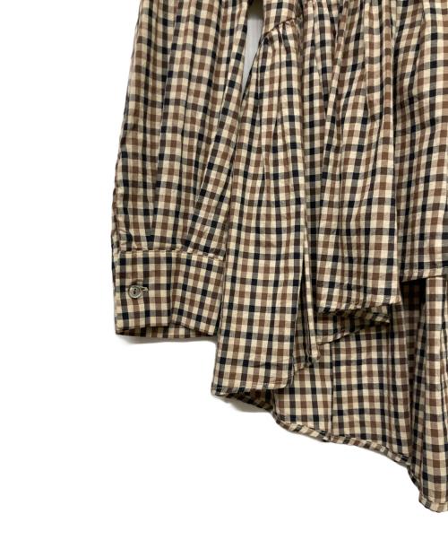 mizuiro-ind（ミズイロインド）mizuiro-ind (ミズイロインド) ワイドチェックシャツ ブラウン サイズ:Freeの古着・服飾アイテム