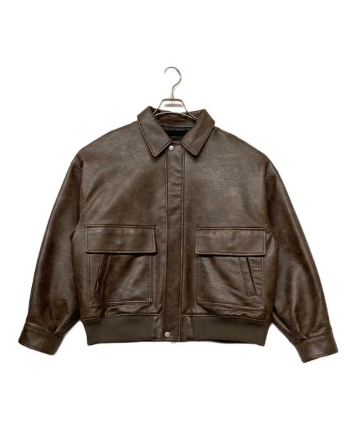 B.C STOCK（ビーセーストック）B.C STOCK (ビーセーストック) フェイクレザー A2 ブルゾン ブラウン サイズ:Mの古着・服飾アイテム