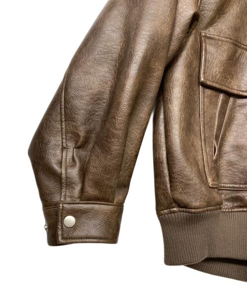 B.C STOCK（ビーセーストック）B.C STOCK (ビーセーストック) フェイクレザー A2 ブルゾン ブラウン サイズ:Mの古着・服飾アイテム