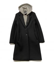 ZARA（ザラ）の古着「デタッチャブルフードコントラストコート」｜グレー×ブラック
