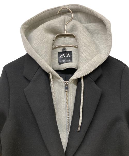 ZARA（ザラ）ZARA (ザラ) デタッチャブルフードコントラストコート グレー×ブラック サイズ:SIZEXSの古着・服飾アイテム
