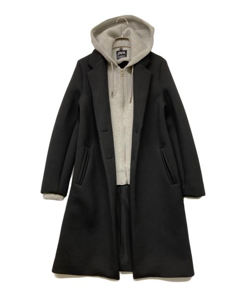 ZARA（ザラ）ZARA (ザラ) デタッチャブルフードコントラストコート グレー×ブラック サイズ:SIZEXSの古着・服飾アイテム