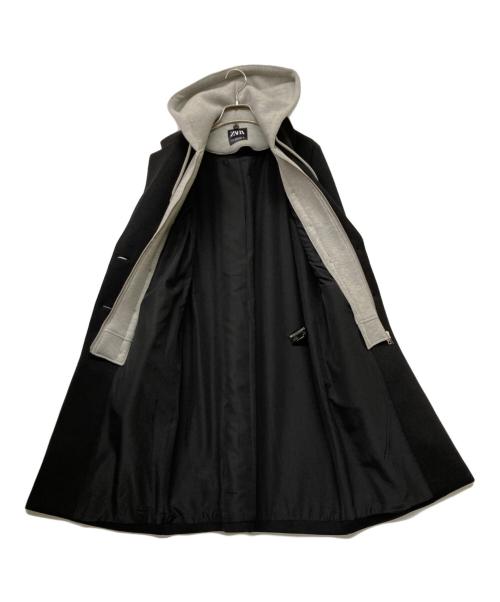 ZARA（ザラ）ZARA (ザラ) デタッチャブルフードコントラストコート グレー×ブラック サイズ:SIZEXSの古着・服飾アイテム