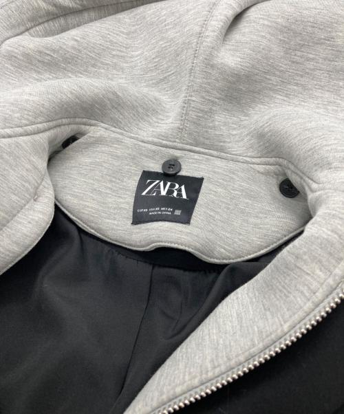 ZARA（ザラ）ZARA (ザラ) デタッチャブルフードコントラストコート グレー×ブラック サイズ:SIZEXSの古着・服飾アイテム