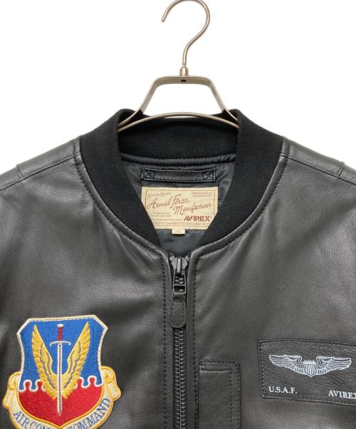 AVIREX（アヴィレックス）AVIREX (アヴィレックス) 40th ANNIV LEATHER MA-1 STREAK EAGLE/フォーティーテンス アニバーサリー レザー エムエーワン ストリーク イーグル ブラック サイズ:2XLの古着・服飾アイテム