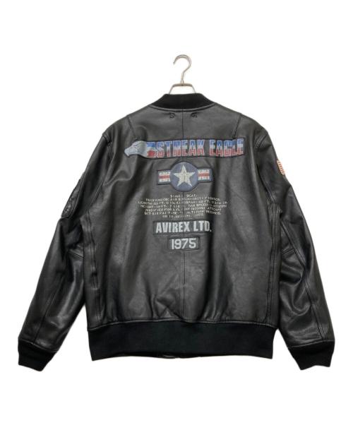 AVIREX（アヴィレックス）AVIREX (アヴィレックス) 40th ANNIV LEATHER MA-1 STREAK EAGLE/フォーティーテンス アニバーサリー レザー エムエーワン ストリーク イーグル ブラック サイズ:2XLの古着・服飾アイテム