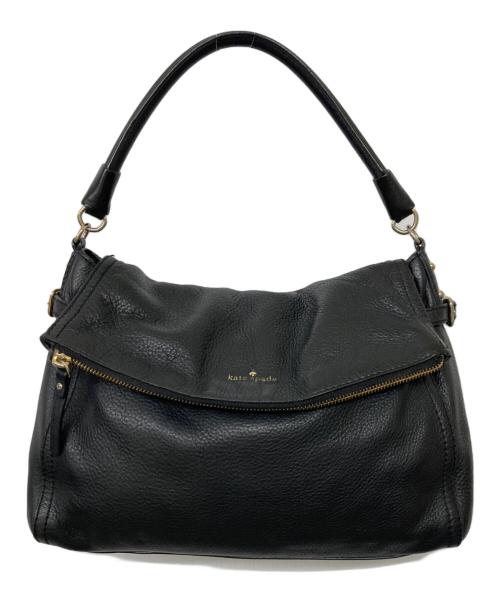 Kate Spade（ケイトスペード）Kate Spade (ケイトスペード) フラップレザーセミショルダーバッグ ブラックの古着・服飾アイテム