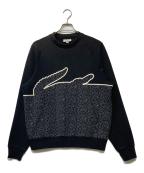 LACOSTEラコステ）の古着「クロックロゴブロッキングスウェットシャツ」｜ブラック