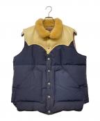 SUGAR CANEシュガーケーン）の古着「LEATHER YOKE T/C DOWN VEST/レザークロス ヨーク ティーシー ダウンベスト」｜ネイビー
