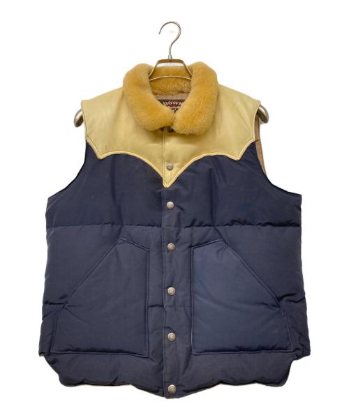 SUGAR CANE（シュガーケーン）SUGAR CANE (シュガーケーン) LEATHER YOKE T/C DOWN VEST/レザークロス ヨーク ティーシー ダウンベスト ネイビー サイズ:Lの古着・服飾アイテム