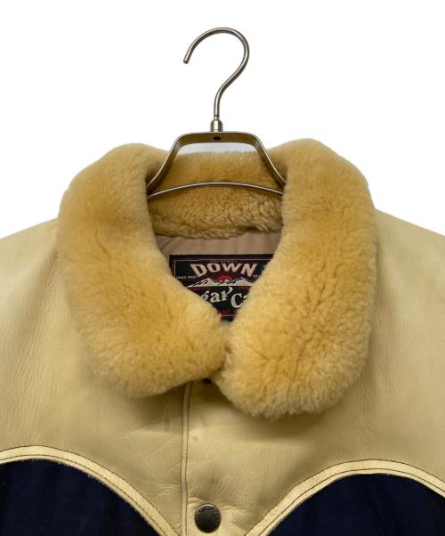 SUGAR CANE（シュガーケーン）SUGAR CANE (シュガーケーン) LEATHER YOKE T/C DOWN VEST/レザークロス ヨーク ティーシー ダウンベスト ネイビー サイズ:Lの古着・服飾アイテム