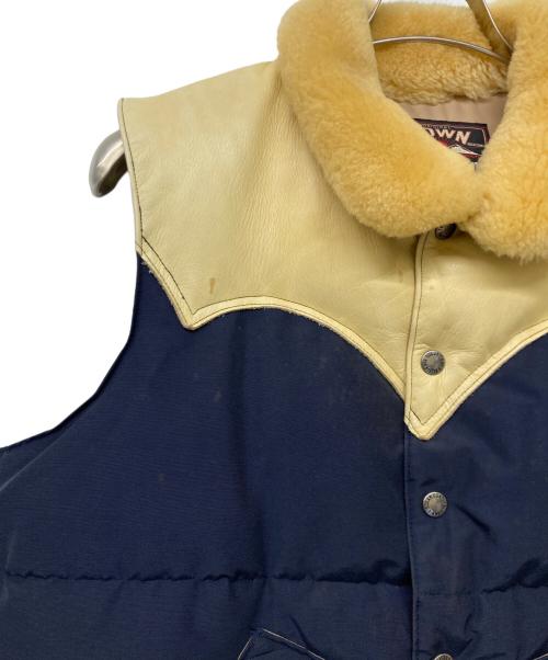 SUGAR CANE（シュガーケーン）SUGAR CANE (シュガーケーン) LEATHER YOKE T/C DOWN VEST/レザークロス ヨーク ティーシー ダウンベスト ネイビー サイズ:Lの古着・服飾アイテム