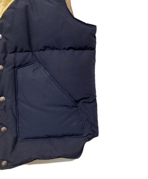 SUGAR CANE（シュガーケーン）SUGAR CANE (シュガーケーン) LEATHER YOKE T/C DOWN VEST/レザークロス ヨーク ティーシー ダウンベスト ネイビー サイズ:Lの古着・服飾アイテム