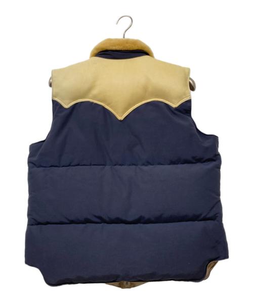 SUGAR CANE（シュガーケーン）SUGAR CANE (シュガーケーン) LEATHER YOKE T/C DOWN VEST/レザークロス ヨーク ティーシー ダウンベスト ネイビー サイズ:Lの古着・服飾アイテム