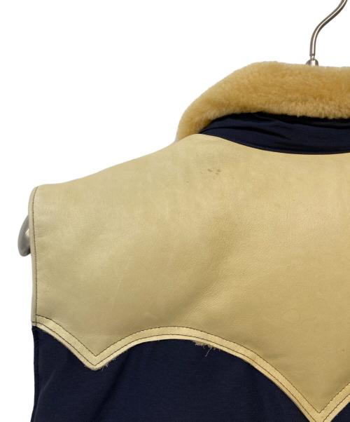 SUGAR CANE（シュガーケーン）SUGAR CANE (シュガーケーン) LEATHER YOKE T/C DOWN VEST/レザークロス ヨーク ティーシー ダウンベスト ネイビー サイズ:Lの古着・服飾アイテム