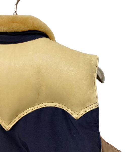 SUGAR CANE（シュガーケーン）SUGAR CANE (シュガーケーン) LEATHER YOKE T/C DOWN VEST/レザークロス ヨーク ティーシー ダウンベスト ネイビー サイズ:Lの古着・服飾アイテム