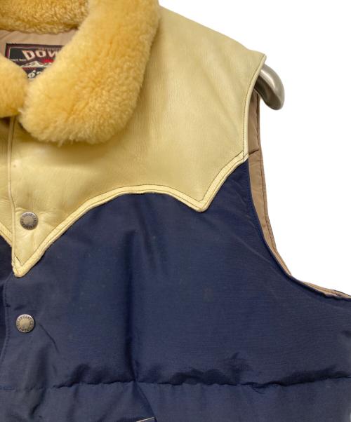 SUGAR CANE（シュガーケーン）SUGAR CANE (シュガーケーン) LEATHER YOKE T/C DOWN VEST/レザークロス ヨーク ティーシー ダウンベスト ネイビー サイズ:Lの古着・服飾アイテム