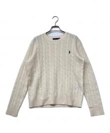 POLO RALPH LAUREN（ポロ・ラルフローレン）の古着「QRタグポニー刺繍ケーブルニット」｜アイボリー