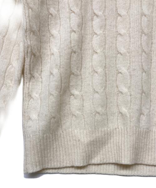 POLO RALPH LAUREN（ポロ・ラルフローレン）POLO RALPH LAUREN (ポロ・ラルフローレン) QRタグポニー刺繍ケーブルニット アイボリー サイズ:サイズLの古着・服飾アイテム