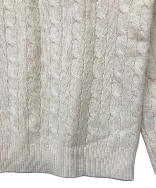 POLO RALPH LAUREN（ポロ・ラルフローレン）POLO RALPH LAUREN (ポロ・ラルフローレン) QRタグポニー刺繍ケーブルニット アイボリー サイズ:サイズLの古着・服飾アイテム