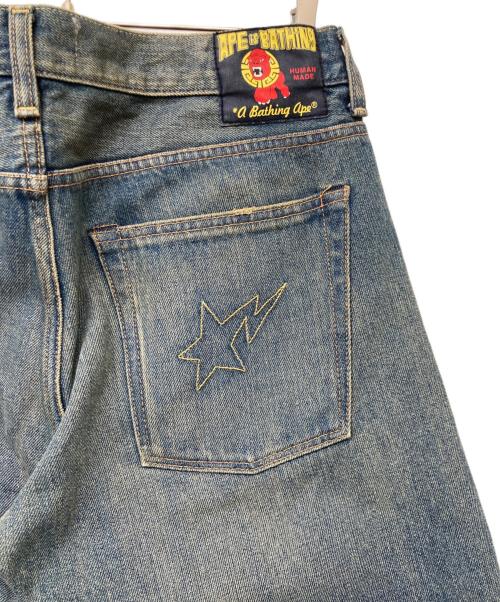 A BATHING APE（アベイシングエイプ）A BATHING APE (アベイシングエイプ) スター刺繍デニムパンツ ブルー サイズ:Sの古着・服飾アイテム